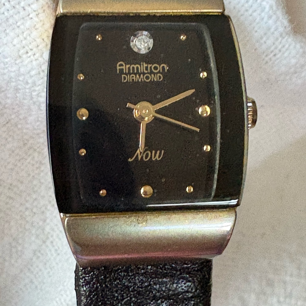 Armitron Black and Gold Diamond Watch